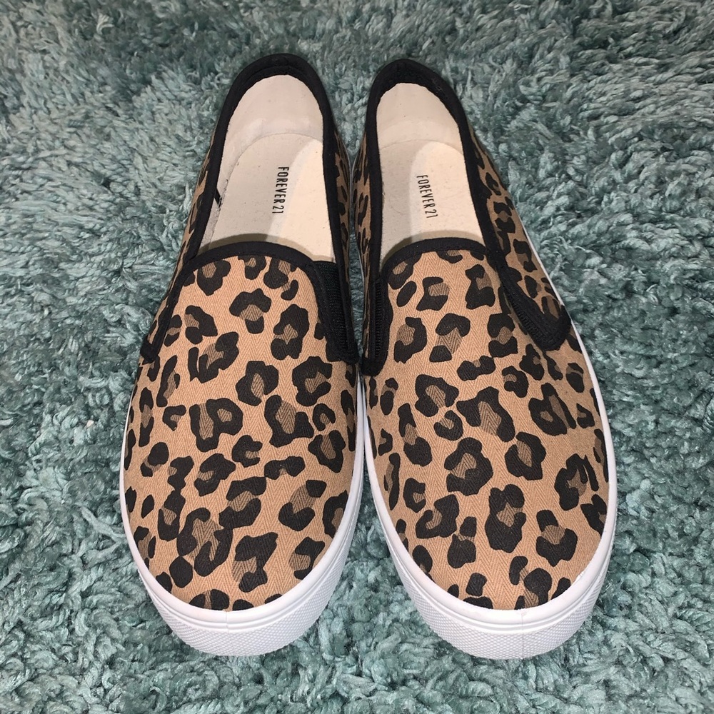 Leopard print slip on shoes